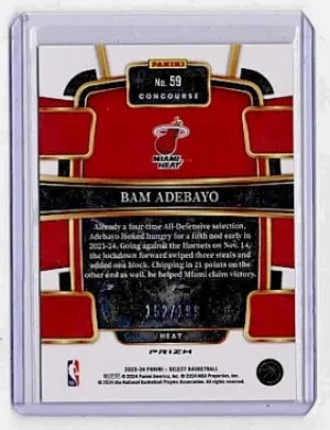 2023-24 Panini Select 59 Bam Adebayo Red Cracked Ice Prizms Miami Heat back